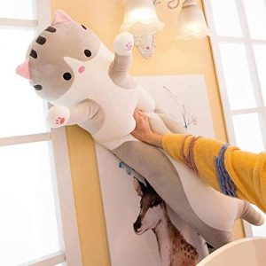 Cartoon Cat Soft Plush Long Throw Pillow Lifelike Animal Pillows Plush Toy (Yellow, 90cm/35.43Inch)