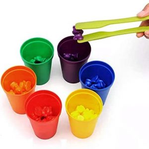 Likary Sorting Game Counting Rainbow Bears Matching Toy Dice Stacking Cups Preschool Math Manipulative Quality Montessori Learning Supplies Colorful Counters for Kids