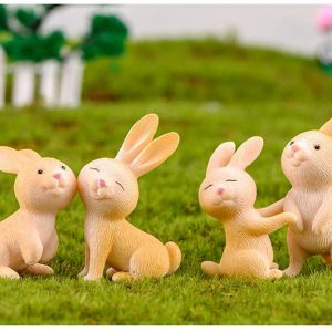 7 Pcs Rabbit Figures for Kids, Animal Toys Set Cake Toppers, Rabbit Fairy Garden Miniature Figurines Collection Playset for Christmas Birthday Gift Desk Decorations