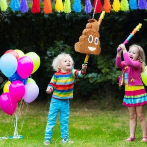 Poop Emoji Emoticon Pinata for Birthday Party and Event Use, Fillable with Candy or Small Toys, Colorful Novelty Fun for Kids and Adults, Quinceanera and Event Supplies