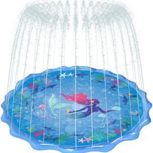 Kids Splash Pad 68″ for Toddlers, Babies,1-12 Years Old Boys Girls, Mermaid Splash Mat for Garden Beach Burst Wading Splash Sprinkler Water Toys Gifts