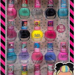 L.O.L. LOL Surprise 18 Nail Polish Set – Kids Makeup For Girls – 100% Child Safe & Peelable