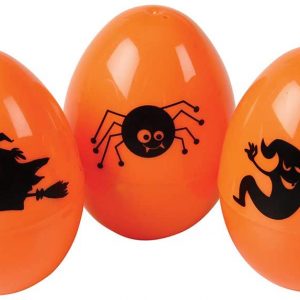 Large Halloween Orange & Black Plastic 3.125″ Easter Eggs – 50 Pack