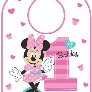 Minnie Mouse 1st Birthday Fun to Be One’ Plastic Birthday Bib (1ct)