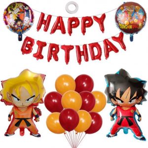 5 pcs Dragon Ball Z Balloons, Birthday Celebration Foil Balloon Set, DBZ Super Saiyan Goku Gohan Character Party Decorations
