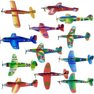 The Twiddlers – 48 Flying Airplane Foam Glider Toys – Individually Wrapped