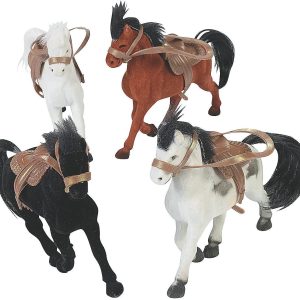Fun Express Flocked Toy Horse Figures with Saddles – Set of 12 – Kids Toys