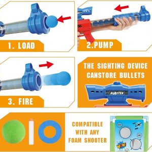 SpringFlower Shooting Game Toy for 5 6 7 8 9 10+ Years Olds Boys,2pk Foam Ball Popper Air Toy Guns with Standing Shooting Target,24 Foam Balls, Ideal Gift