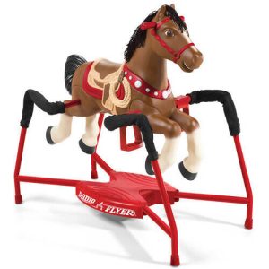 Brown New Spring Horse Ride-On With Sounds Safety Straps Toy For Kids 2-6 Year