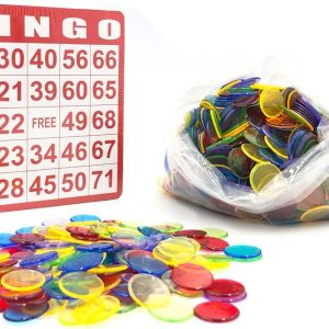 Yuanhe Bingo Game Set with 100 Bingo Cards and 1000 Colorful Transparent Bingo Chips