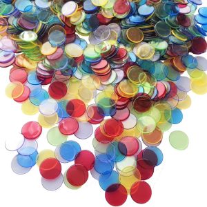 Yuanhe 1000 Pieces of 3/4 inch Transparent Bingo Counting Chips for Bingo Game Party, Classroom, Game Night, Bingo Hall-Mixed Color