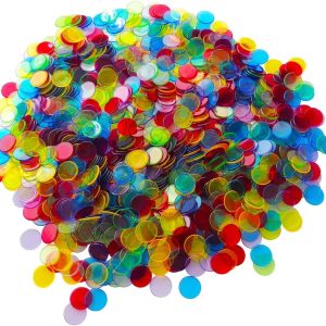 Yuanhe 1000 Pieces of 3/4 inch Transparent Bingo Counting Chips for Bingo Game Party, Classroom, Game Night, Bingo Hall-Mixed Color