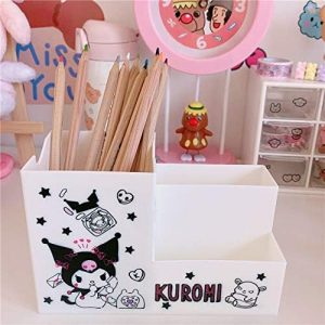 Anncus Cartoon Melody Kuromi Desk Pen Holder Pencil Makeup Storage Box Desktop Organizer Stand Case School Office Stationery – (Color: kuromi)